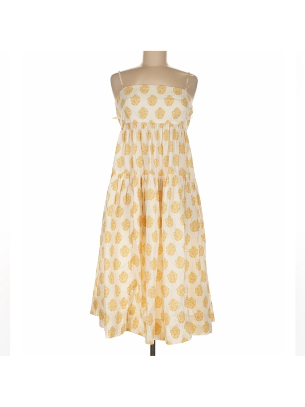 J.Crew Cottagecore Tiered Midi Dress Tie Back Floral Yellow White NWT Size 6 - Picture 5 of 9